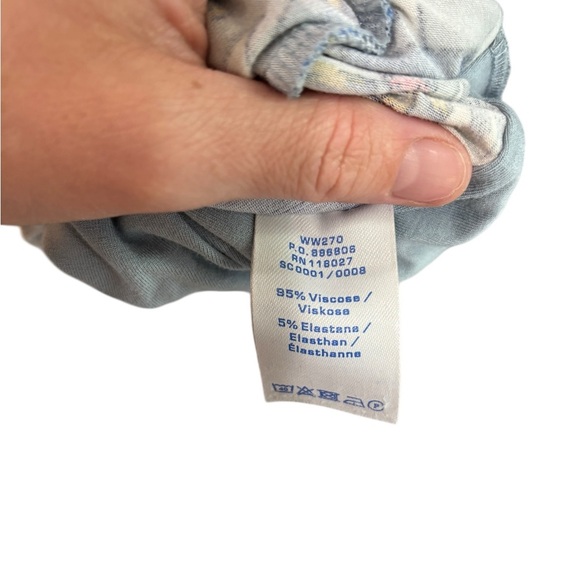 Boden Ruth Faux Wrap Dress Blue Botanical Sz 10 Long workwear business casual - Picture 8 of 12